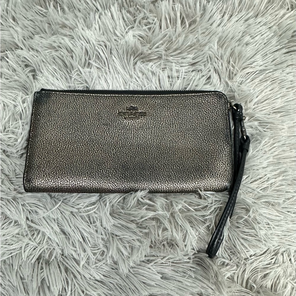 Coach Metallic Textured Wristlet Wallet